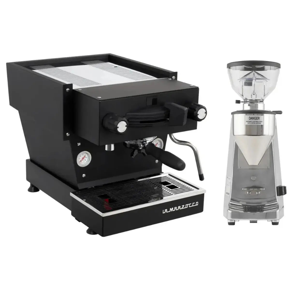 La Marzocco Linea Mini R Espresso Machine + Mazzer Lux D Grinder Home Bundle Kit Black Stainless Steel