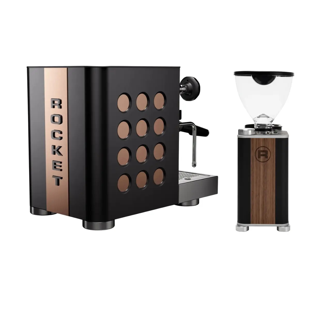 Rocket Appartamento TCA Espresso Machine + Giannino Grinder - Home Bundle Kit Black Wood