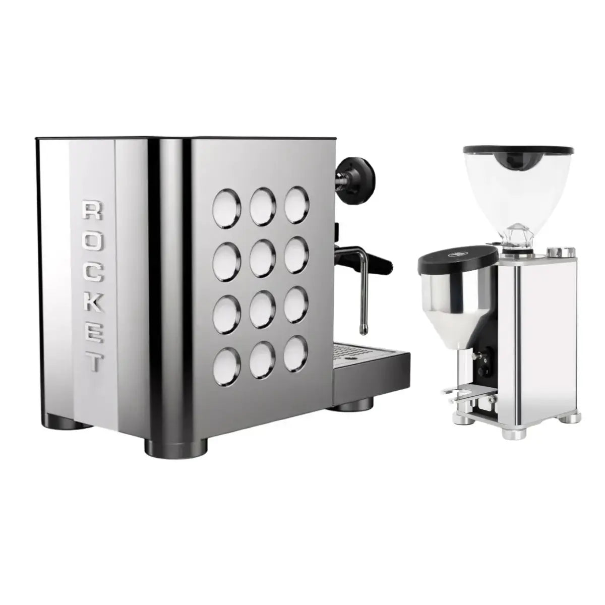 Rocket Appartamento TCA Espresso Machine + Giannino Grinder - Home Bundle Kit Chrome Black