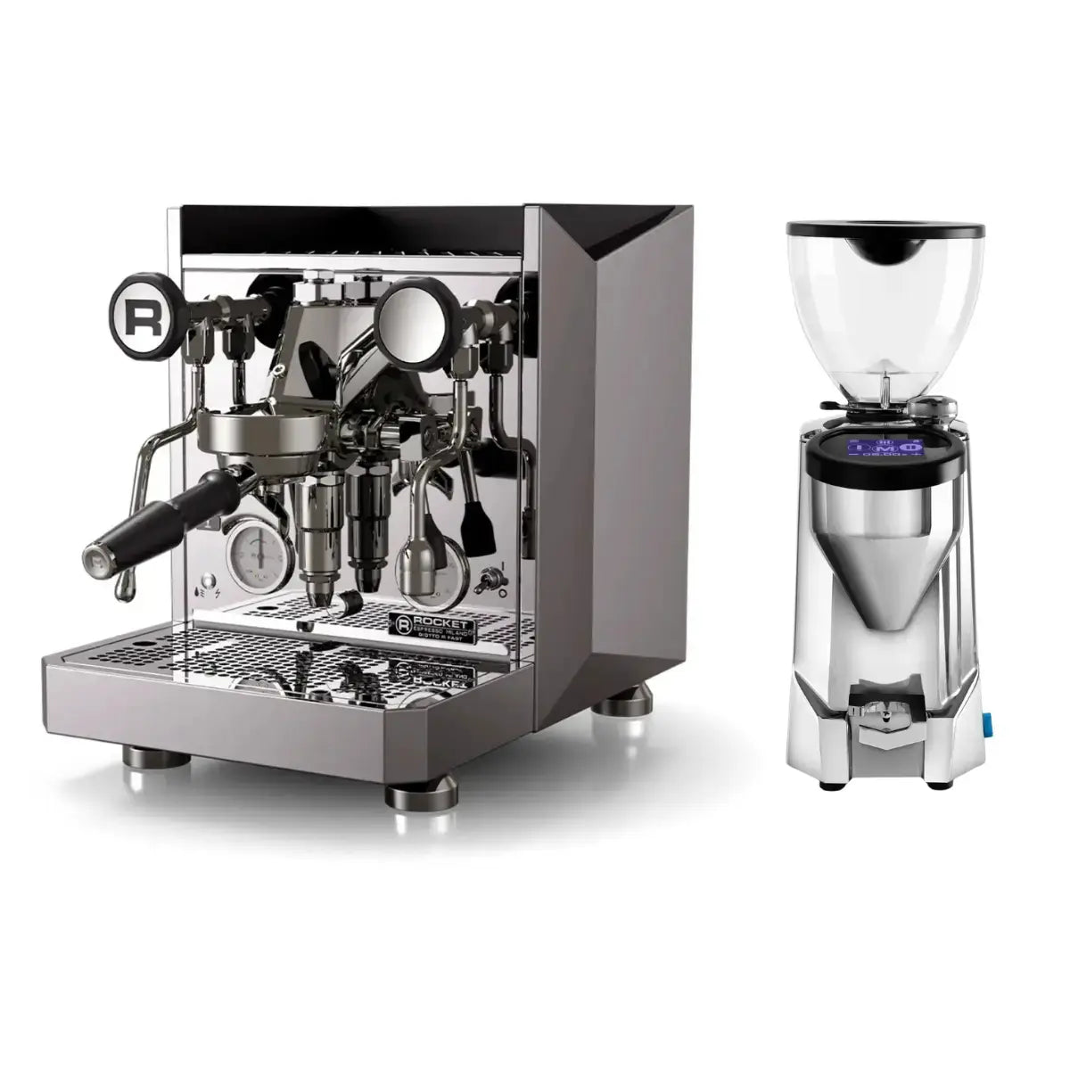 Rocket Giotto R Fast Espresso Machine + Fausto Grinder - Home Bundle Kit Silver