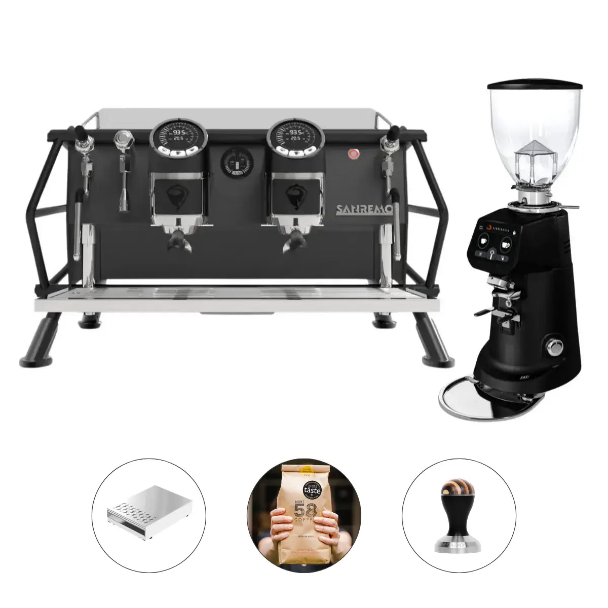 Sanremo Cafe Racer_ Naked 2 Group + Fiorenzato F83 E Sense Grinder - Commercial Bundle Kit