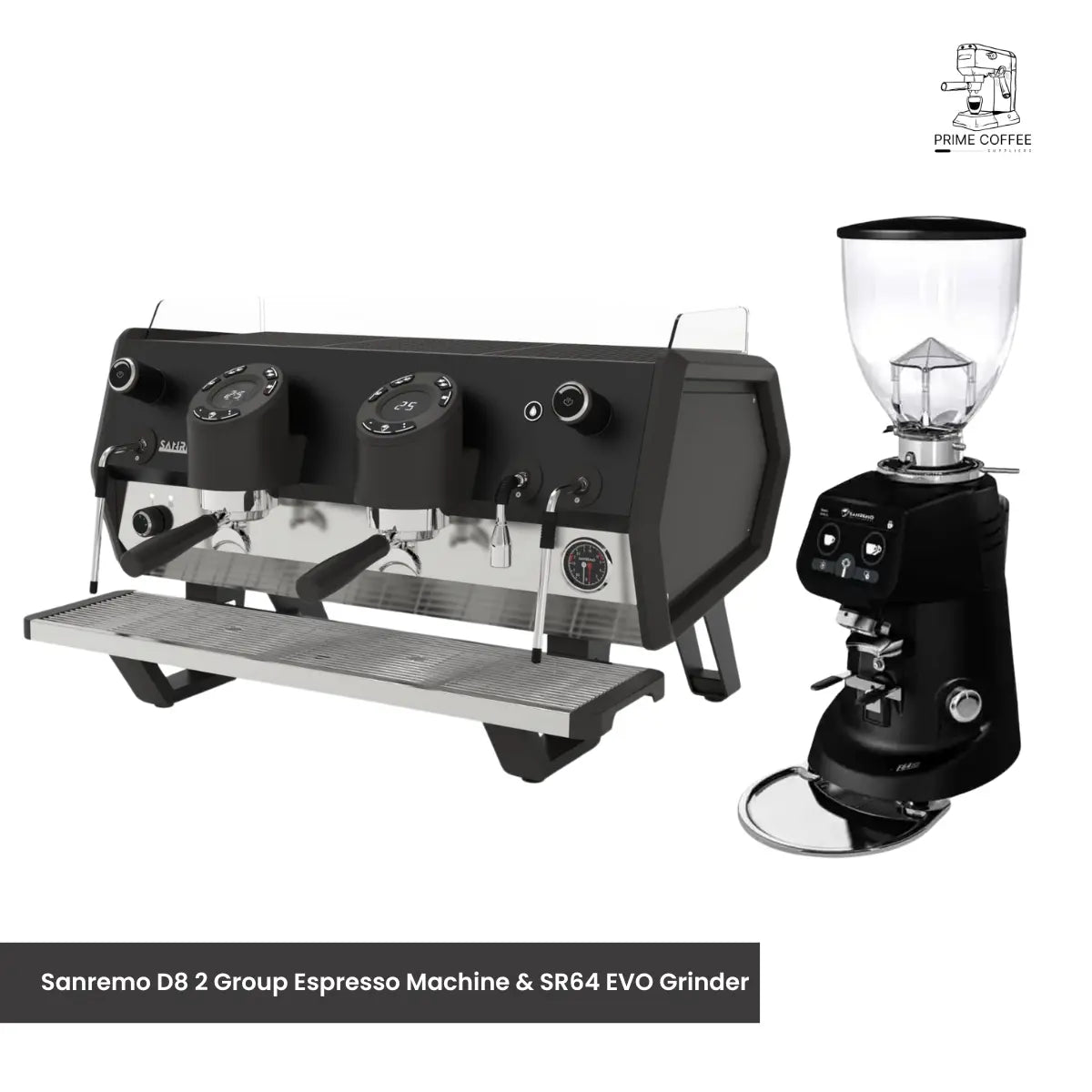 Sanremo D8 2 Group Espresso Machine & SR64 EVO Grinder - Commercial Bundle Kit - Prime Coffee Suppliers