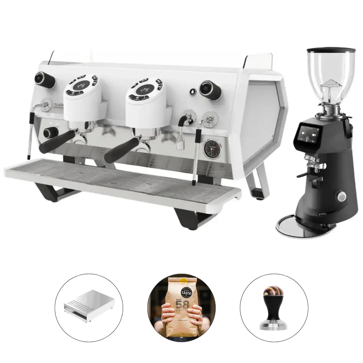 Sanremo D8 Plus 2 Group + SR64 EVO Pro Sense (Grind by Weight) Commercial Bundle Kit