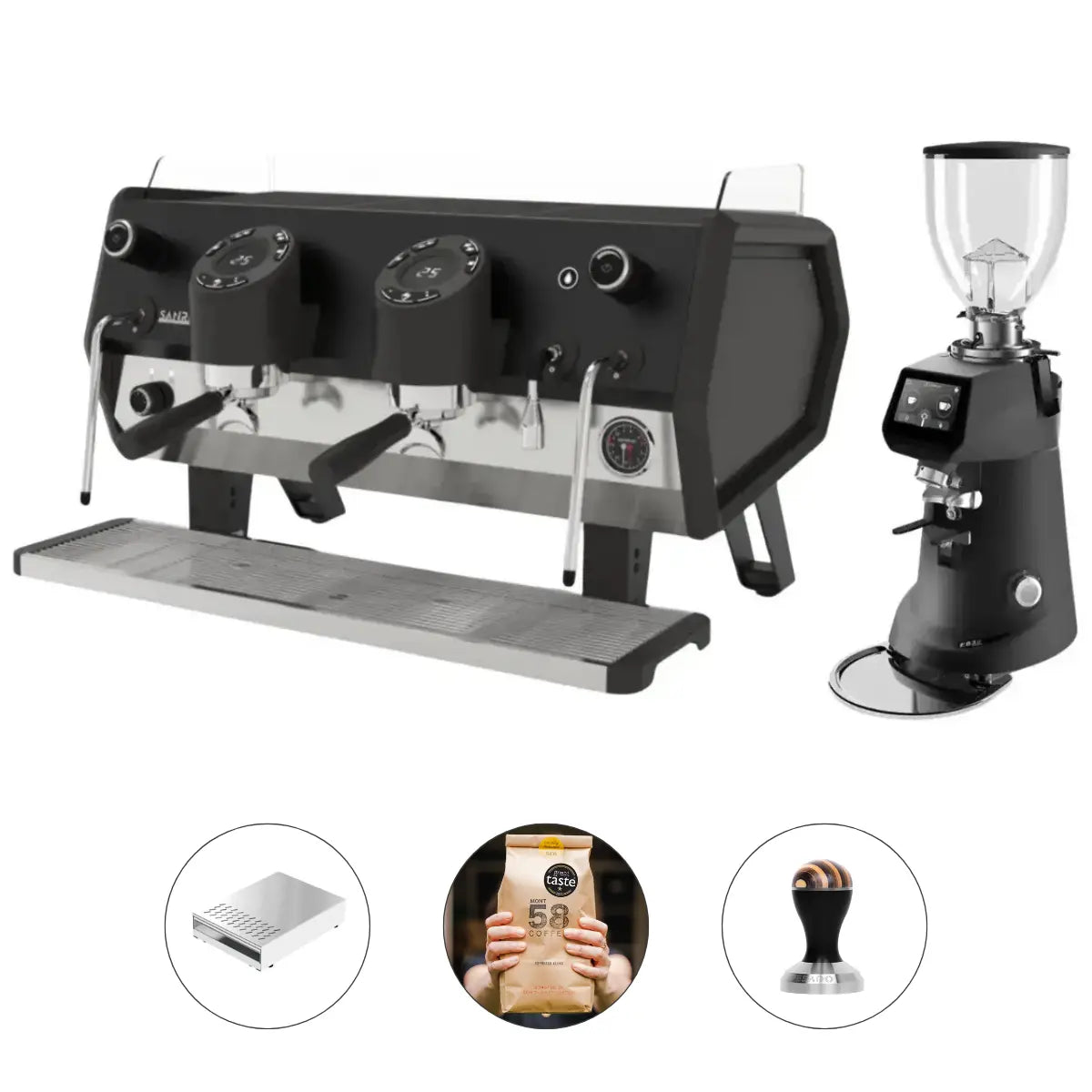 Sanremo D8 Plus 2 Group + SR64 EVO Pro Sense (Grind by Weight) Commercial Bundle Kit
