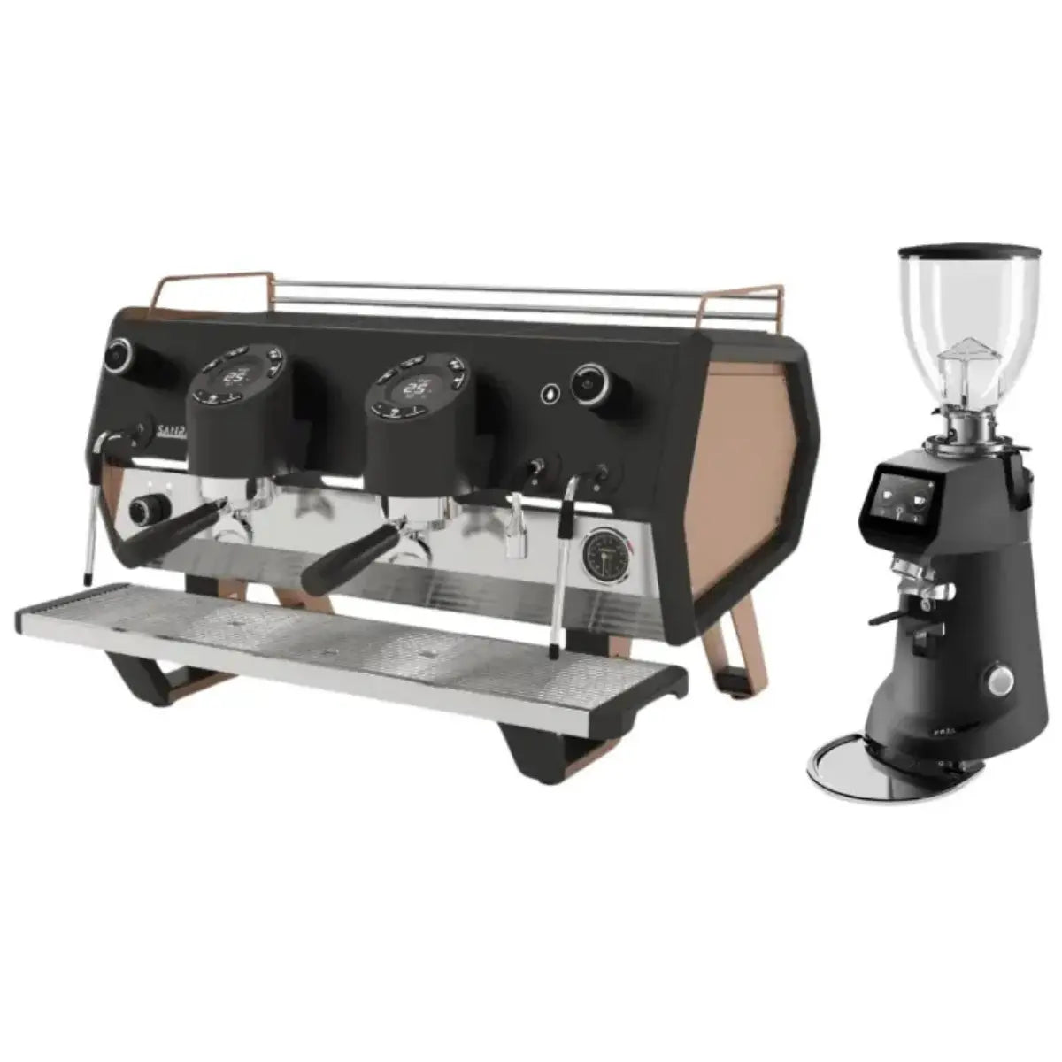 Sanremo D8 Pro 2 Group + SR83 E Pro Grinder Commercial Bundle Kit Copper Gold
