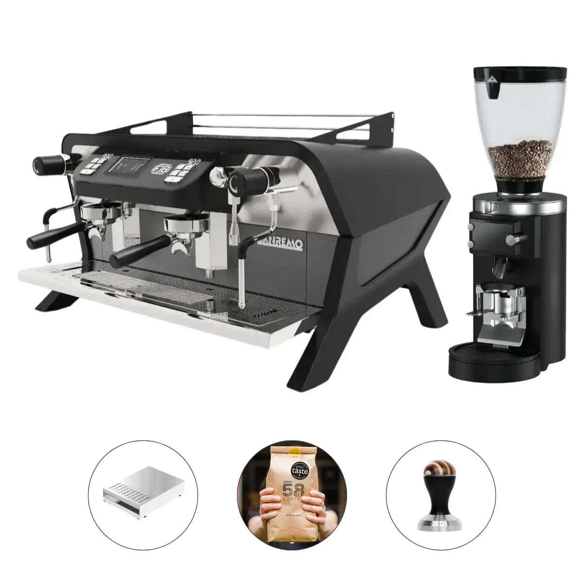 Sanremo F18 Multi-Boiler 2 Group Espresso Machine + Mahlkonig E80s Grind by Weight Grinder - Commercial Bundle Kit