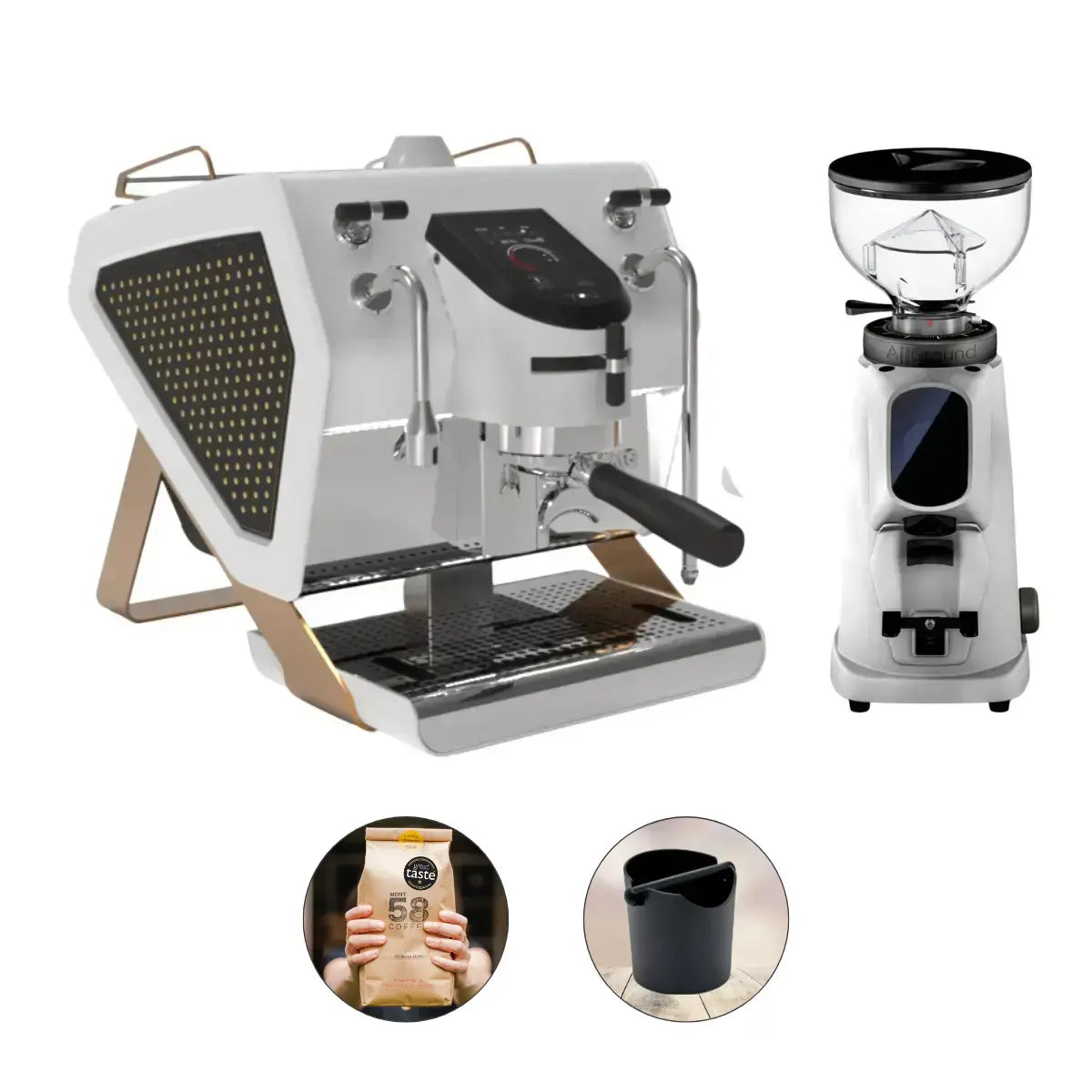 Sanremo YOU Espresso Machine + Fiorenzato All Ground Sense Grinder - Home Bundle Kit Copper & White + Studded Panels.1