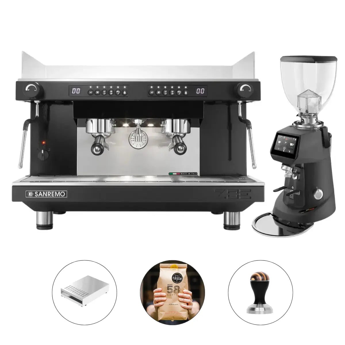 Sanremo Zoe Competition 2 Group Espresso Machine + SR64 EVO Pro Sense Grinder - Commercial Bundle Kit Black