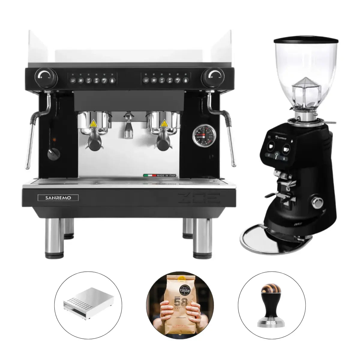 Sanremo Zoe Kompact 2 Group Espresso Machine + SR64 EVO Grinder - Commercial Bundle Kit Black