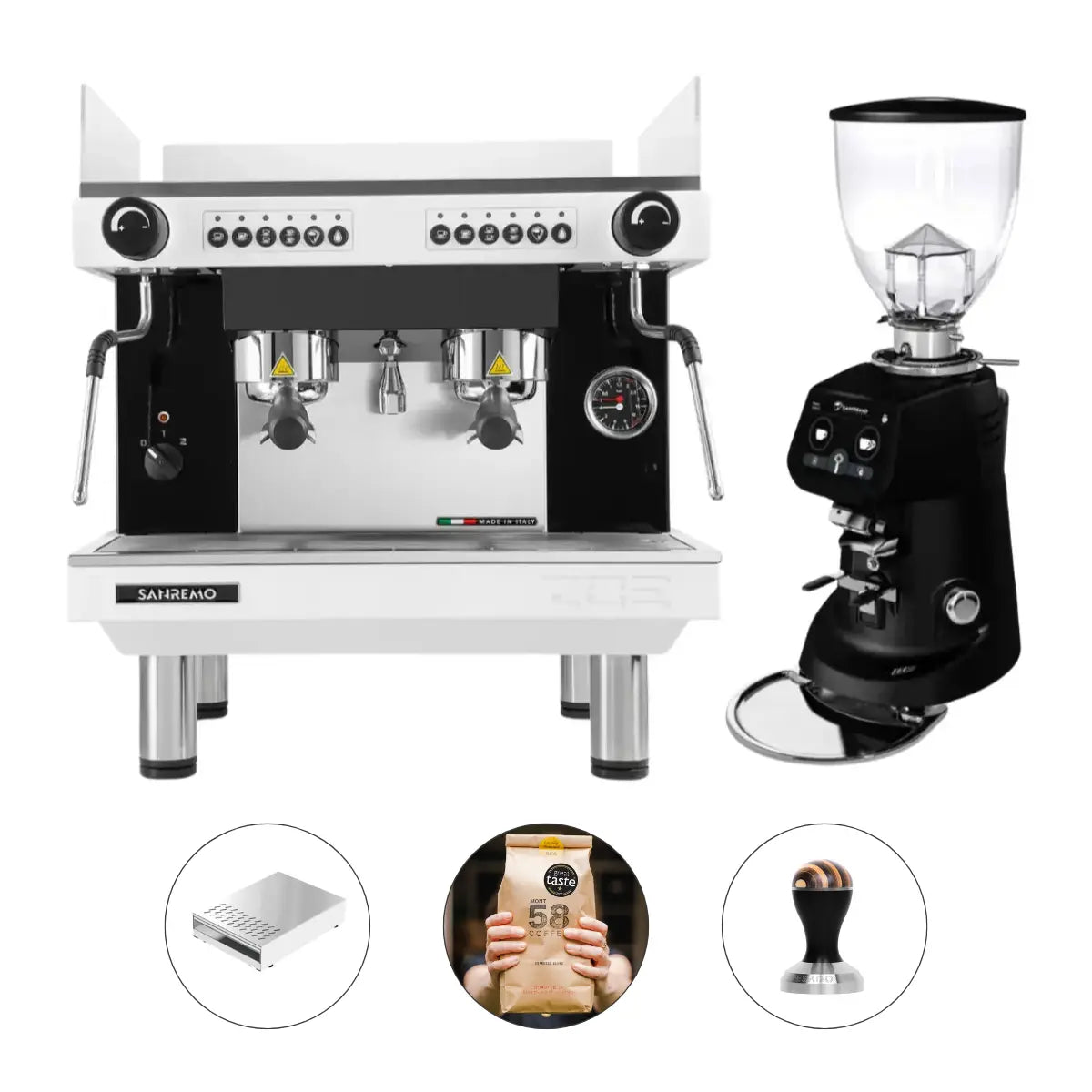 Sanremo Zoe Kompact 2 Group Espresso Machine + SR64 EVO Grinder - Commercial Bundle Kit White