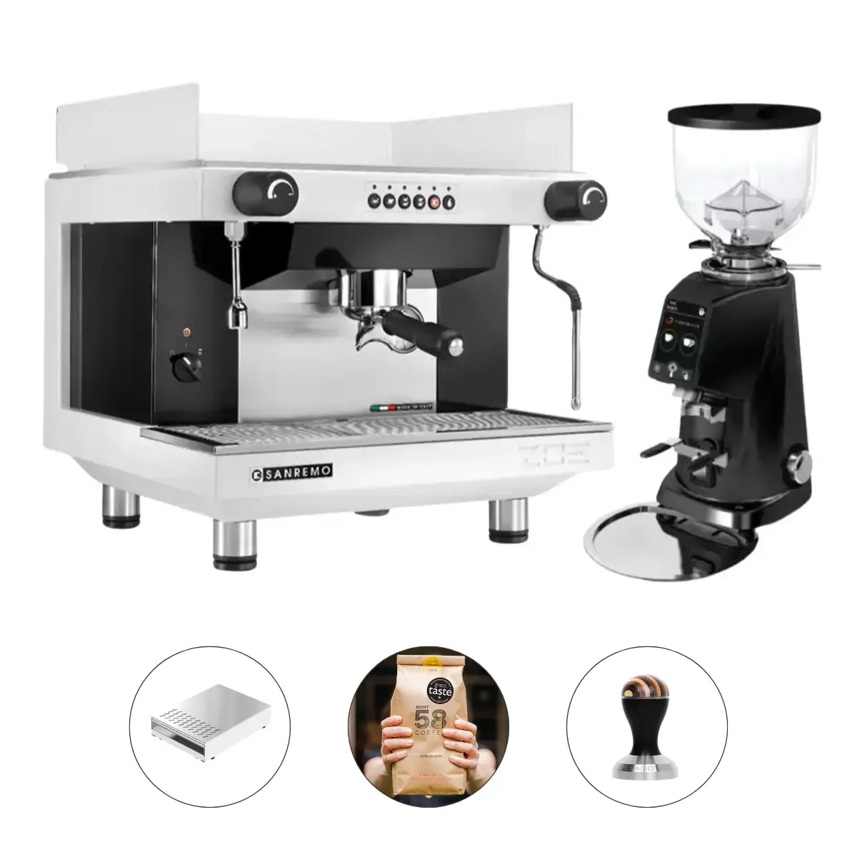 Sanremo Zoe SED 1 Group Espresso Machine + Fiorenzato F4 EVO Grinder - Commercial Bundle Kit