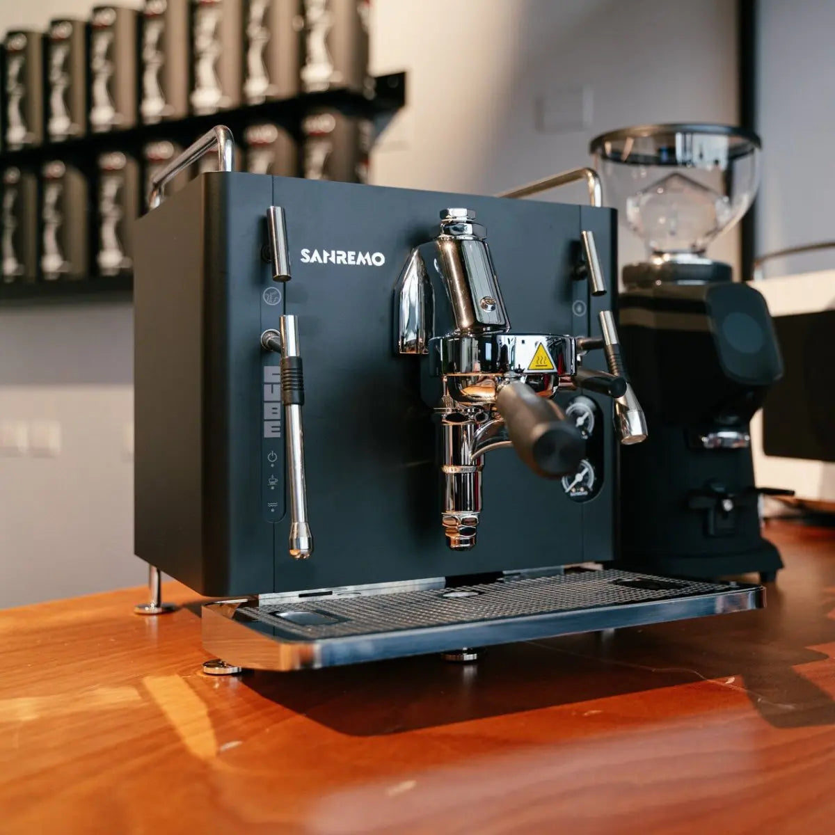 Sanremo Cube-R Espresso Machine + Fiorenzato All Ground Sense Grinder - Home Bundle Kit Black
