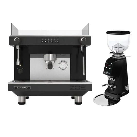 Sanremo Zoe SED 1 Group Espresso Machine + Fiorenzato F4 EVO Grinder - Commercial Bundle Kit Black