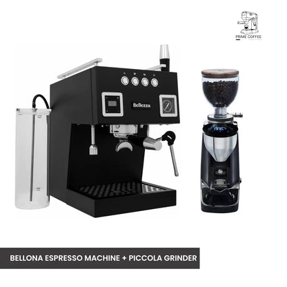 Bellezza Home Espresso Bundle - Bellona Dual Boiler Espresso & Piccola Grinder Black