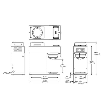 Bunn VP17A-2 Pourover Coffee Brewer - Non-Plumbed 3-Warmer