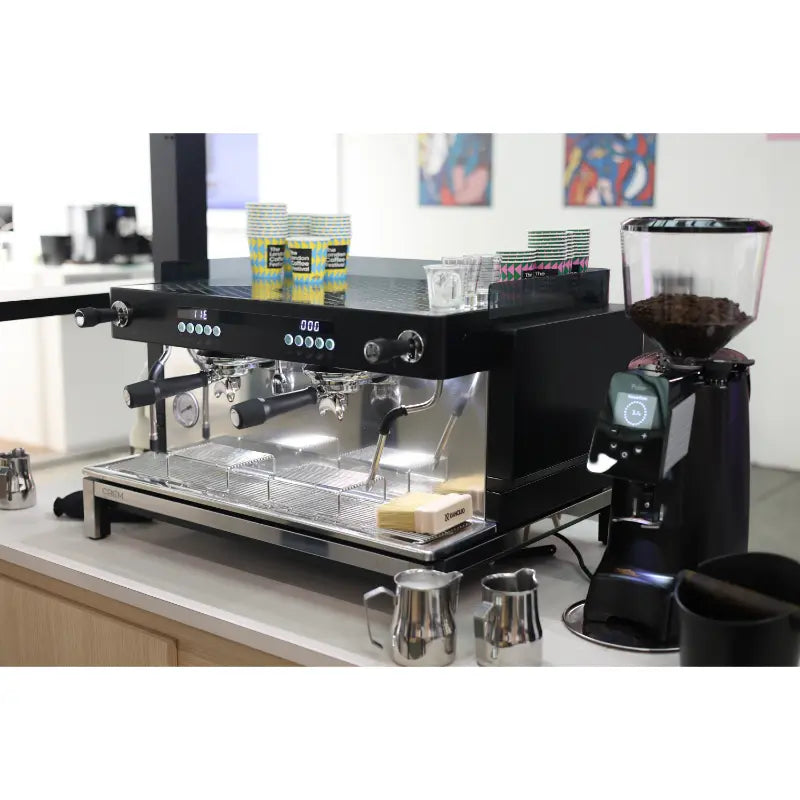 CREM EX3 2 Group Display Espresso Machine 11.5 Litres - BlackWhite Takeaway - London Coffee Festival 2026 - Prime Coffee Suppliers