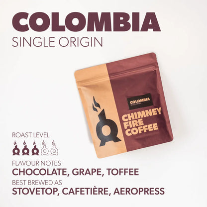 Chimney Fire Colombia Coffee Beans - Chocolate, Grape, Toffee