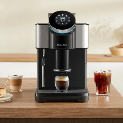 Dr. Coffee H1 Espresso Machine - Bean to Cup + Noise-Free Small Flat Burrs - Espresso Machine - Prime Coffee Suppliers