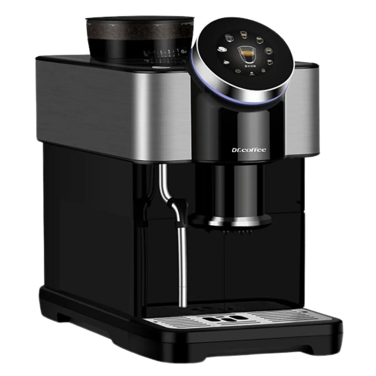 Dr. Coffee H1 Espresso Machine - Bean to Cup + Noise-Free Small Flat Burrs - Espresso Machine - Prime Coffee Suppliers