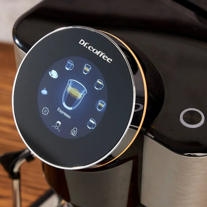 Dr. Coffee H1 Espresso Machine - Bean to Cup + Noise-Free Small Flat Burrs - Espresso Machine - Prime Coffee Suppliers