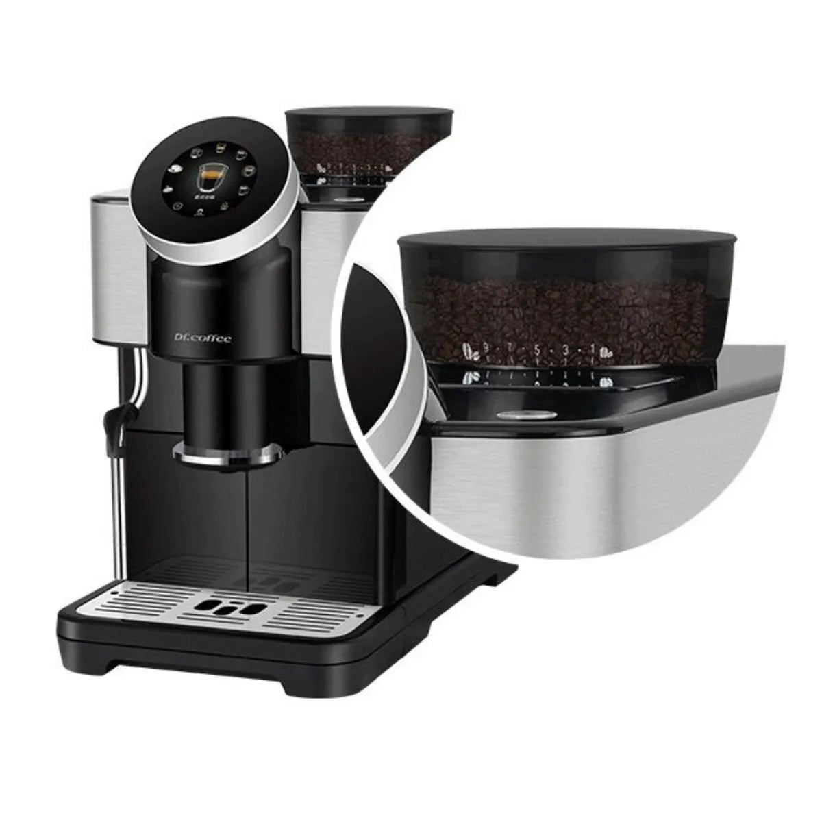 Dr. Coffee H1 Espresso Machine - Bean to Cup + Noise-Free Small Flat Burrs - Espresso Machine - Prime Coffee Suppliers