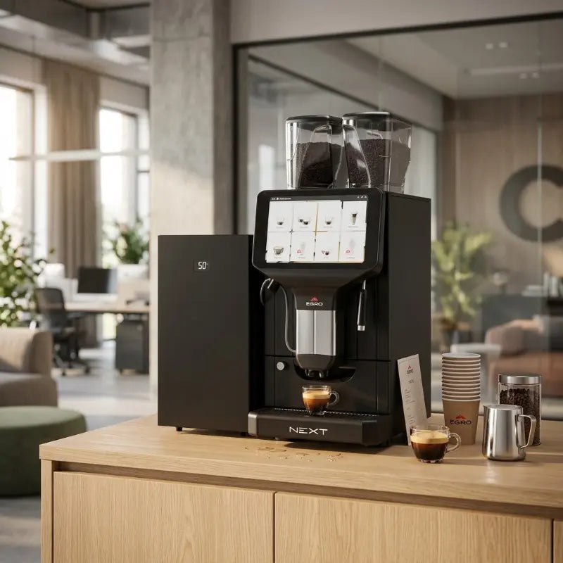 Egro Next Quick Milk Automatic Coffee Machine + MK4 Fridge Commercial Bundle