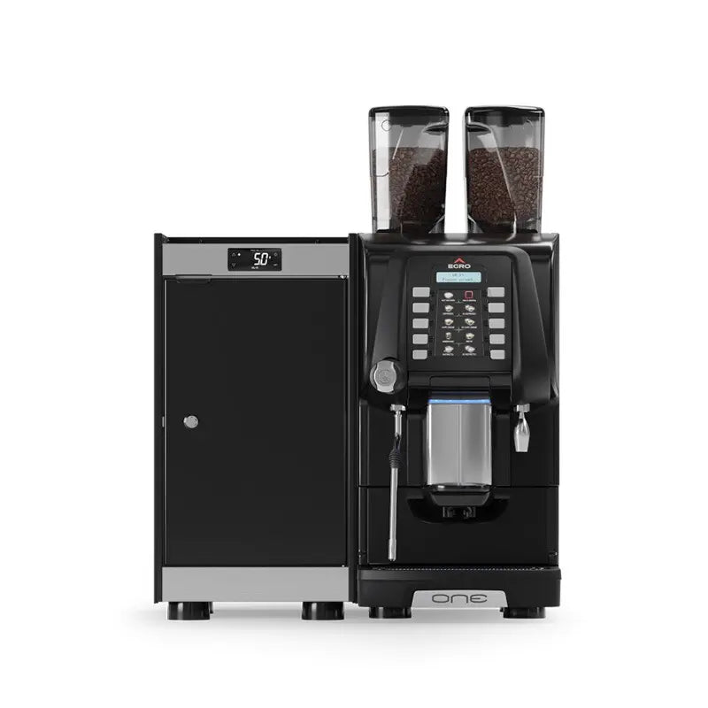 Egro One Top Milk Fully Automatic Coffee Machine + MK6 Compact 6L Fridge Commercial Bundle Keypad