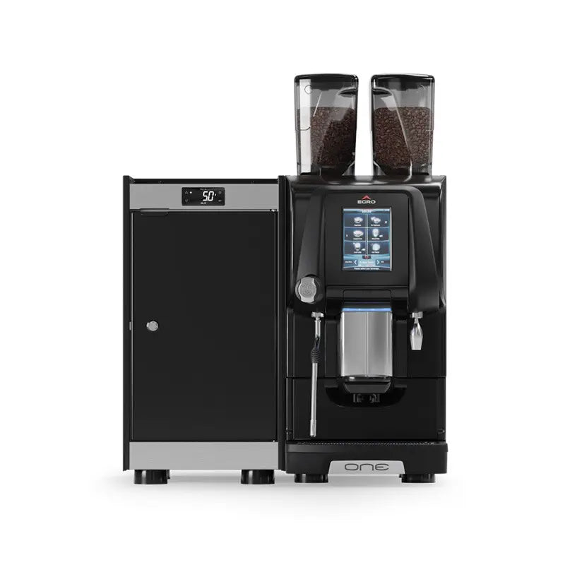 Egro One Top Milk Fully Automatic Coffee Machine + MK6 Compact 6L Fridge Commercial Bundle Touch