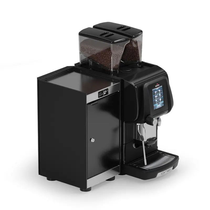 Egro One Top Milk Fully Automatic Coffee Machine + MK6 Compact 6L Fridge Commercial Bundle Touch