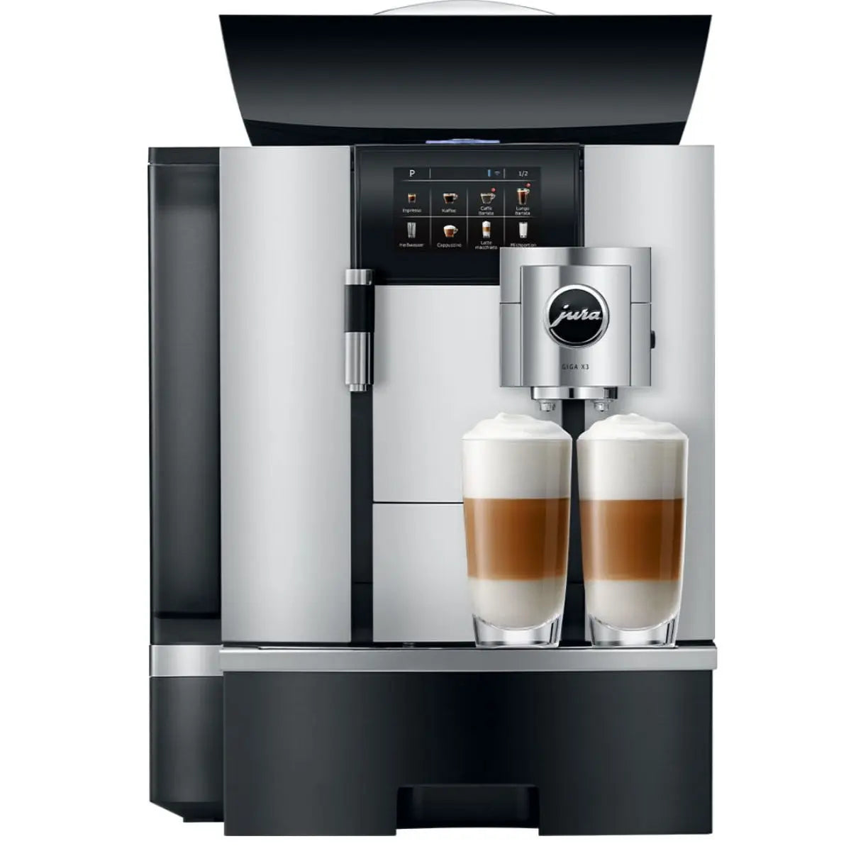 JURA Giga X3 Automatic Bean to Cup Espresso Machine - Up to 150 Cups/day - Prime Coffee Suppliers Front View Latte Macchiato