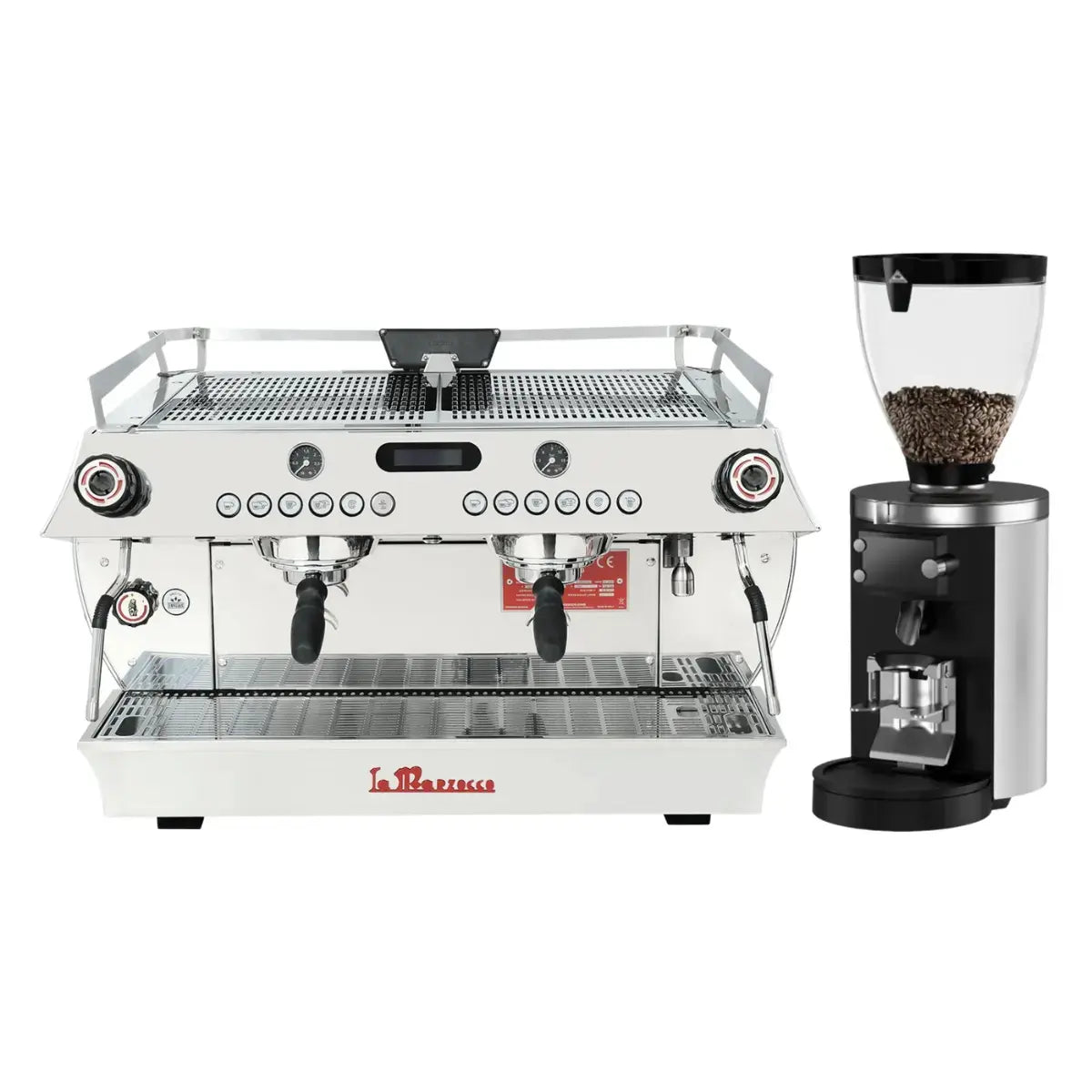 La Marzocco GB5 S AV 2 Group Espresso Machine + Mahlkonig E80s GBW Grinder - Commercial Bundle Kit Black and White