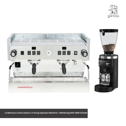 La Marzocco Linea Classic S 2 Group Espresso Machine + Mahlkonig E65s GBW Espresso Grinder - Commercial Bundle Kit