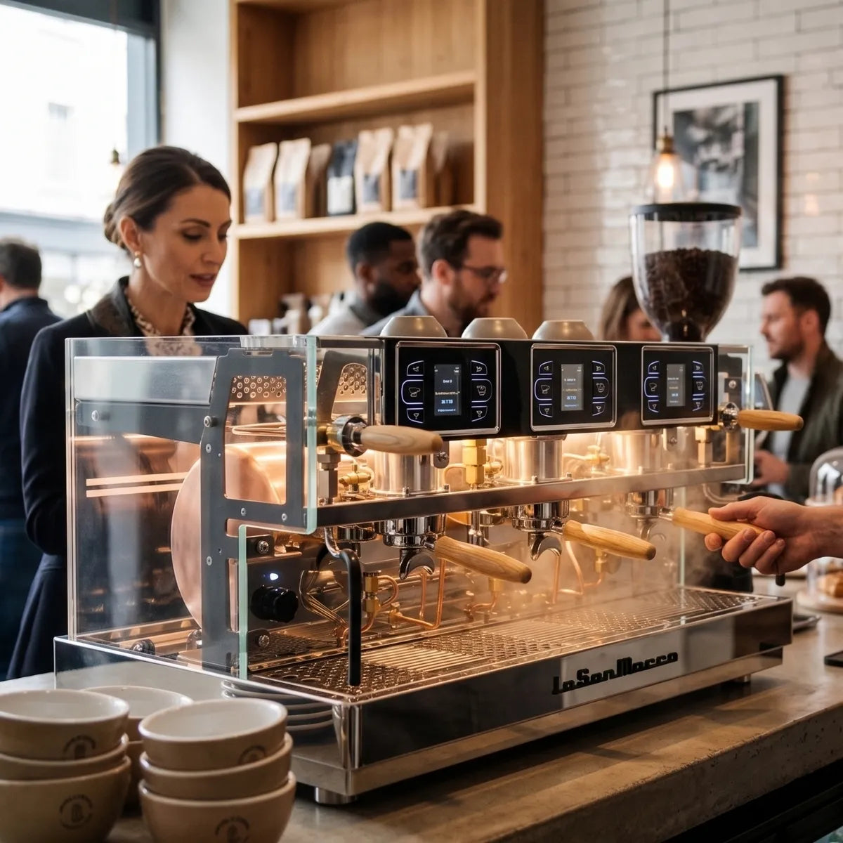 La San Marco E.Luxury Espresso Machine - Multi Boiler, Fine-Tuning Lever - Espresso Machine - Prime Coffee Suppliers