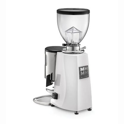 Mazzer Mini Manual/Timer Coffee Grinder - 58mm Burrs - Pure White - Back View - Prime Coffee Suppliers