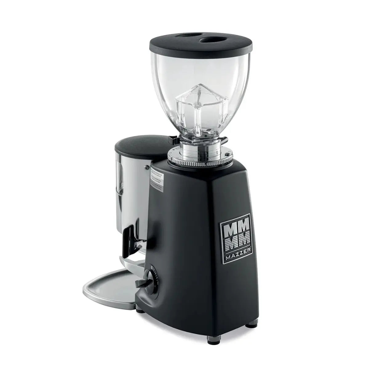 Mazzer Mini Manual/Timer Coffee Grinder - 58mm Burrs - Matte Black - Back View - Prime Coffee Suppliers