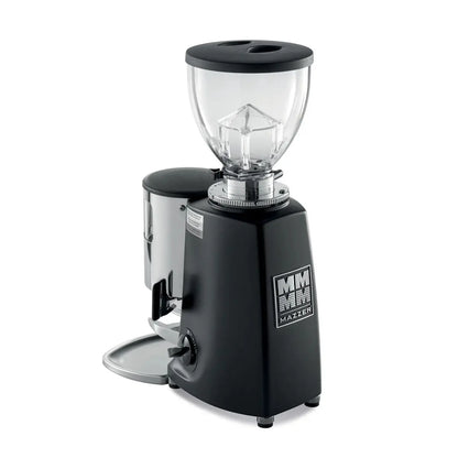 Mazzer Mini Manual/Timer Coffee Grinder - 58mm Burrs - Matte Black - Back View - Prime Coffee Suppliers