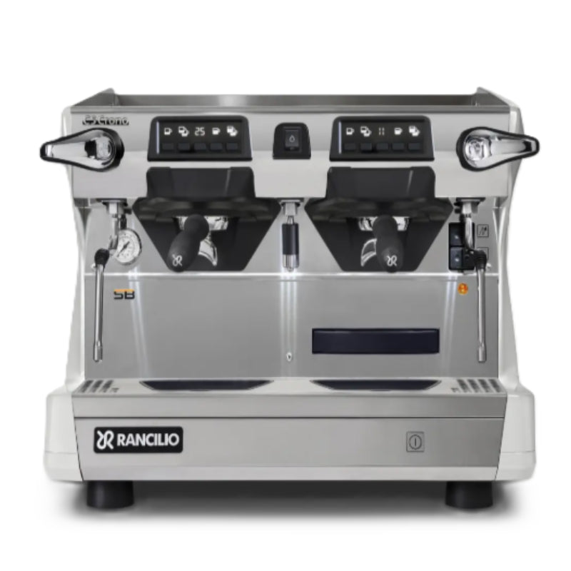 Rancilio Classe 5 Crono Espresso Machine - Automatic Single Boiler 2 Group Compact White Front Tall