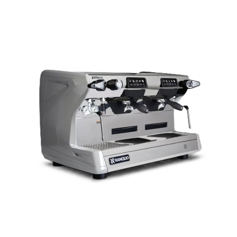 Rancilio Classe 5 Crono Espresso Machine - Automatic Single Boiler 2 Group Grey Front Side Tall