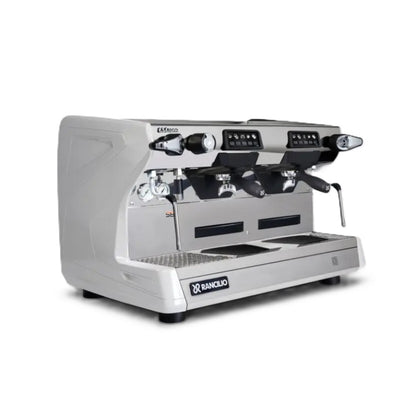 Rancilio Classe 5 Crono Espresso Machine - Automatic Single Boiler 2 Group White Front Side Tall