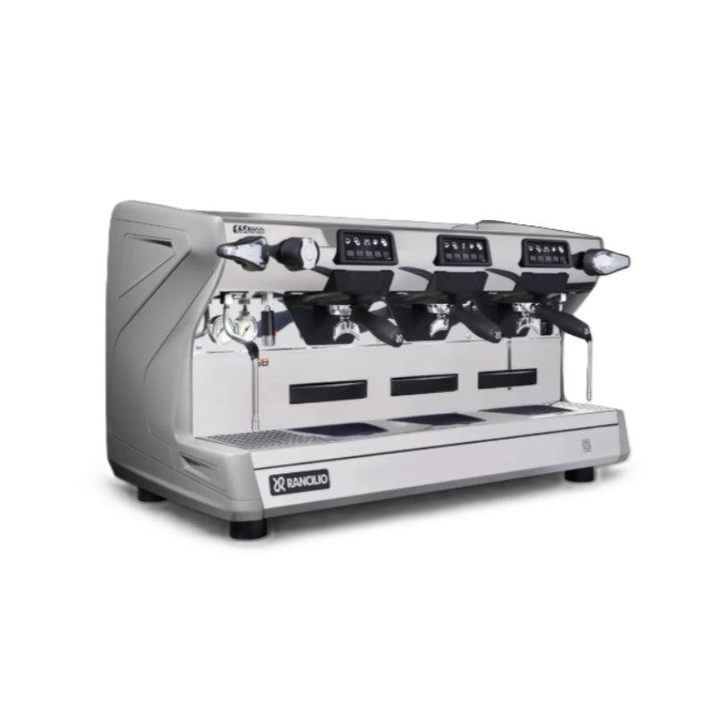 Rancilio Classe 5 Crono Espresso Machine - Automatic Single Boiler 3 Group Grey Tall Front Side