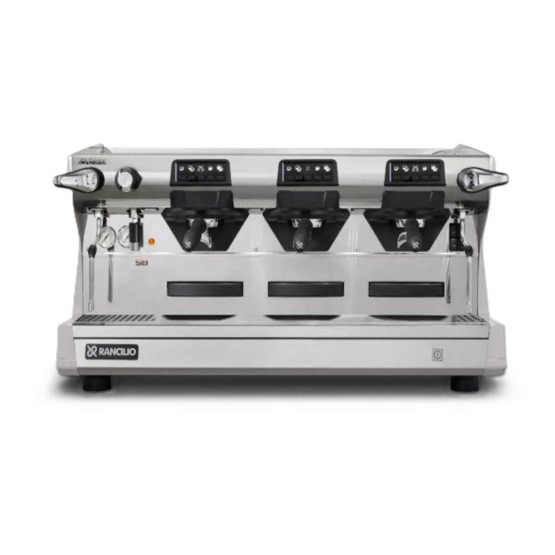 Rancilio Classe 5 Crono Espresso Machine - Automatic Single Boiler 3 Group White Tall Front