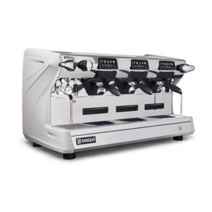 Rancilio Classe 5 Crono Espresso Machine - Automatic Single Boiler 3 Group White Tall Front Side