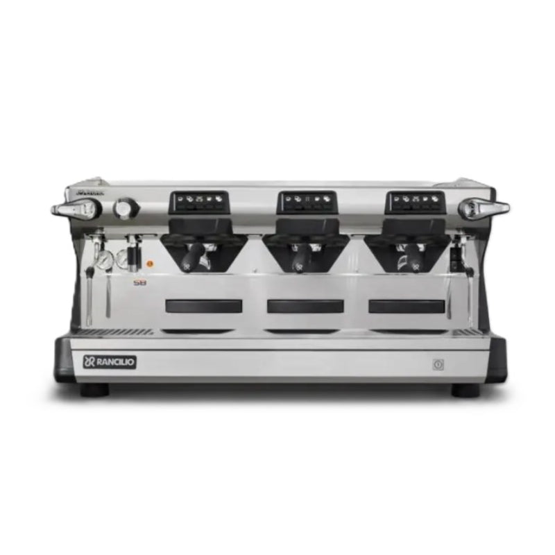 Rancilio Classe 5 Crono Espresso Machine - Automatic Single Boiler Black Tall 3 Group Front