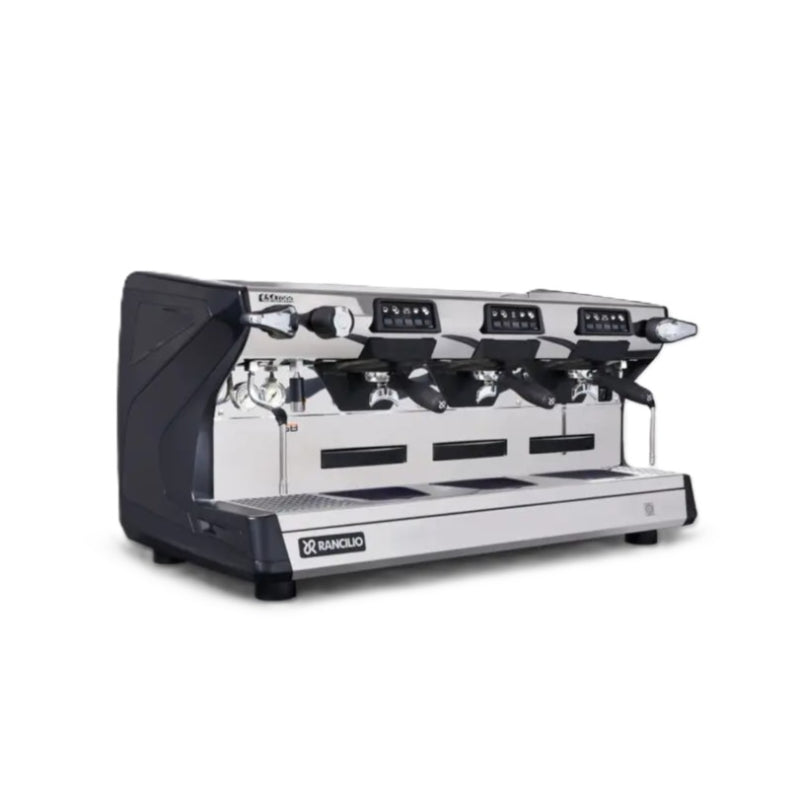 Rancilio Classe 5 Crono Espresso Machine - Automatic Single Boiler Black Tall 3 Group Front Side