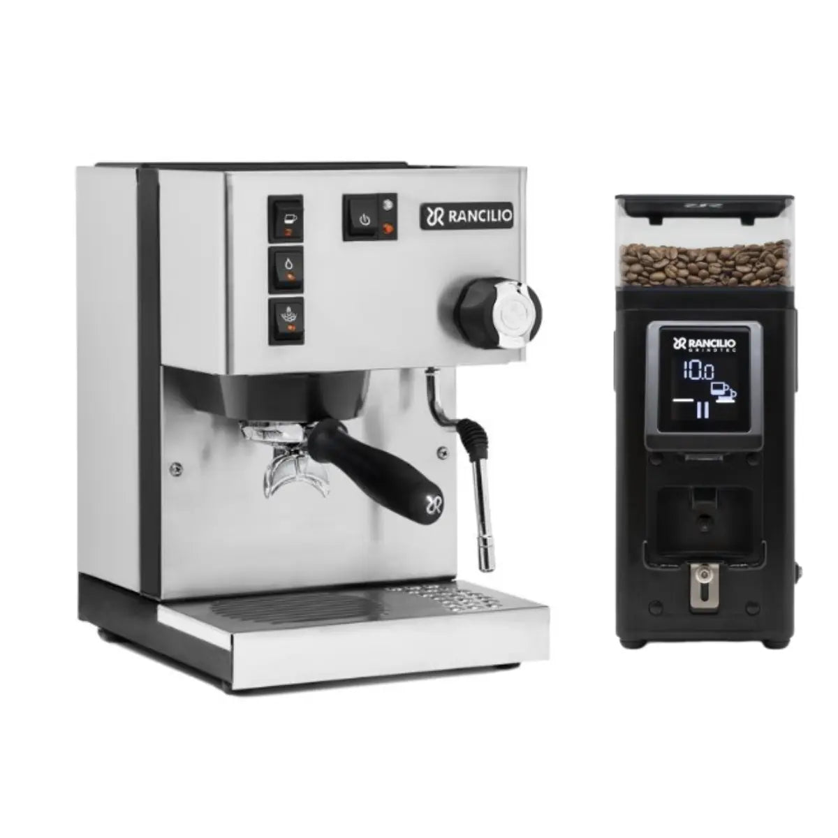 Rancilio Silvia Home Espresso Machine + Stile Grinder - Home Bundle Kit Silver