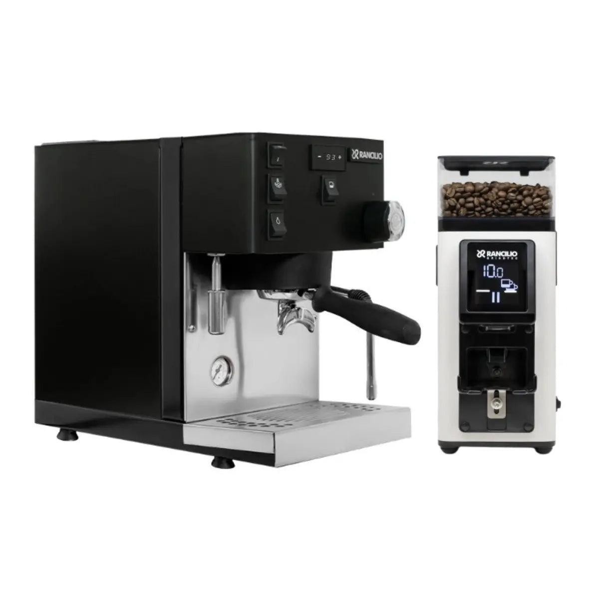 Rancilio Silvia Pro X Espresso + Stile Grinder - Home Bundle Kit Black and White