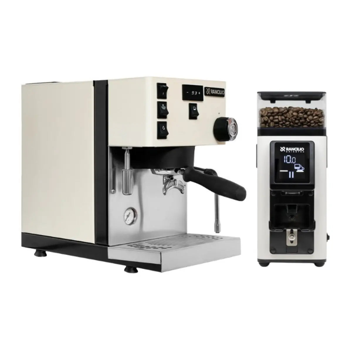 Rancilio Silvia Pro X Espresso + Stile Grinder - Home Bundle Kit Inox White