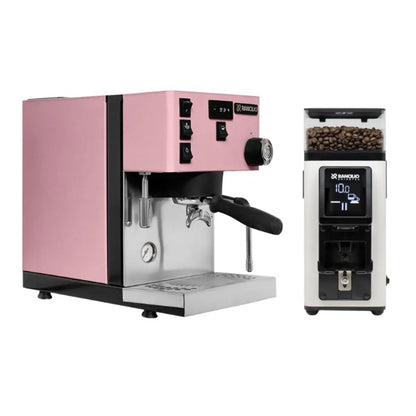 Rancilio Silvia Pro X Espresso + Stile Grinder - Home Bundle Kit Pink White