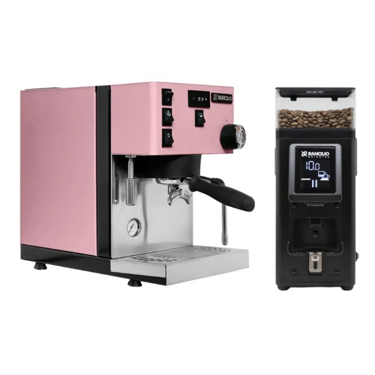 Rancilio Silvia Pro X Espresso + Stile Grinder - Home Bundle Kit Pink black