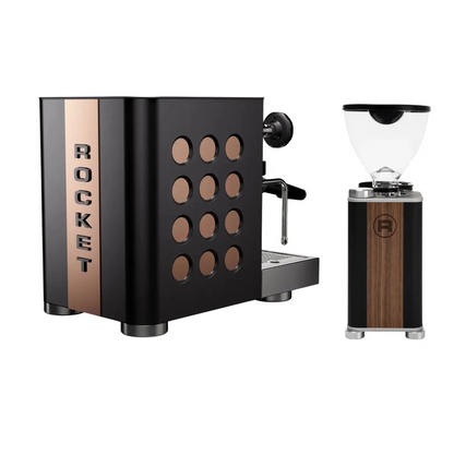 Rocket Appartamento TCA Espresso Machine + Giannino Grinder - Home Bundle Kit Black Wood